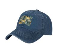 HJFCZH Cappello da baseball nero leopardo in cerca di preda in cotone classico cappello per uomo e donna, leggero e traspirante, Blu navy, Taglia unica