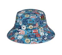 HJFCZH Cappello da pescatore riflettente con immagine di cartello stradale americano in stile cartone animato, unisex, protezione solare, copricapo per uomini e donne, nero