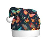 HJFCZH Cappello di Natale colorato di stampa del modello della farfalla per l'orlo morbido e soffice dell'adulto, comfort leggero