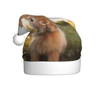 HJFCZH Cappello di Natale di stampa del coniglio dalle orecchie bianche per l'orlo morbido e soffice dell'adulto, comfort leggero