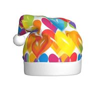 HJFCZH Cappello di Natale di stampa del cuore colorato dell'arcobaleno per l'orlo morbido e soffice dell'adulto, comfort leggero