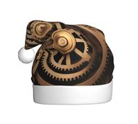 HJFCZH Cappello di Natale di stampa dell'ingranaggio meccanico dell'oro per l'orlo morbido e soffice dell'adulto, comfort leggero