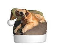 HJFCZH Cappello di Natale stampato golden retriever per adulti accessorio festivo di qualità realizzato morbido, leggero