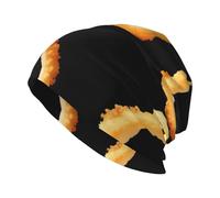 HJFCZH Cappello lavorato a maglia alla moda per adulti, con deliziosi anelli di cipolla stampati, morbido, caldo ed elastico, adatto per l'uso quotidiano, uscite e sport, nero