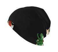 HJFCZH Cappello lavorato a maglia con dinosauro in guscio d'uovo stampato morbido caldo ed elastico adatto per l'uso quotidiano per uscire e fare sport, nero