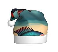 HJFCZH Cappello natalizio con stampa di pesce al crepuscolo per adulti, un regalo divertente e durevole per uomini e donne