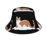 HJFCZH Cat in the Snow - Cappello da pescatore riflettente con immagine di gatto nella neve, unisex, protezione solare per uomini e donne