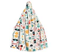 HJFCZH Chemistry Print Pattern Halloween Adulto Capo con Cappuccio Super Large Mantello con Cappuccio con Papillon, Senza Cerniera