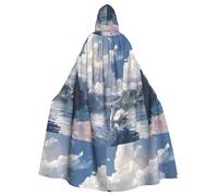 HJFCZH Cigno tra le nuvole bianche Modello Adulto Halloween Giacca con cappuccio Mantello lungo partito Mantello adatto per uomini e donne