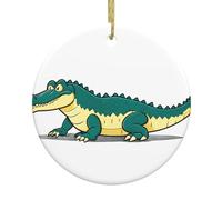 HJFCZH Ciondolo rotondo in ceramica con immagine di coccodrillo feroce, 7,4 cm, aggiunge un'atmosfera festosa alle feste di vacanza