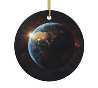 HJFCZH Ciondolo rotondo in ceramica con immagine di pianeta, 7,4 cm, aggiunge un'atmosfera festosa alle feste di vacanza