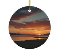 HJFCZH Ciondolo rotondo in ceramica con immagine di sole di mezzanotte, 7,4 cm, aggiunge un'atmosfera festosa alle feste di vacanza