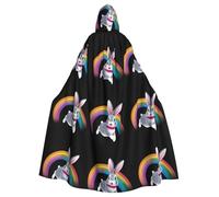 HJFCZH Crossing the Rainbow Prints, mantello con cappuccio per Halloween, per adulti, grande, con papillon, senza cerniera