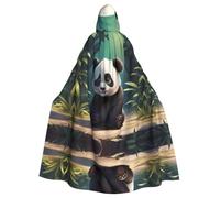 HJFCZH Curious Baby Panda Pattern Adult Halloween giacca con cappuccio mantello lungo partito mantello adatto per uomini e donne