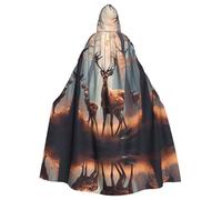 HJFCZH Deers Picture Pattern Adult Halloween giacca con cappuccio mantello lungo partito mantello adatto per uomini e donne
