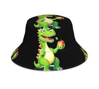 HJFCZH Dinosauro Mangiare Apple Stampa Riflettente Bucket Hat Unisex Leggero, Traspirante, Pieghevole Nero