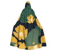 HJFCZH Golden Lotus Leaves Picture Halloween Adulto Capo con cappuccio Super Large Mantello con cappuccio
