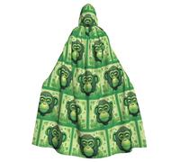 HJFCZH Green Clever Monkey Prints Halloween adulto mantello con cappuccio per varie feste e carnevale