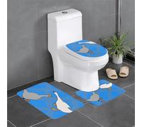 HJFCZH Grey Goose Picture - Set di 3 tappetini da bagno antiscivolo, per WC, toeletta e coperchio, facili da pulire, antiscivolo