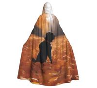 HJFCZH Il mantello con cappuccio per adulti di Halloween con stampa di foglie con cani è un mantello super grande, confortevole e resistente