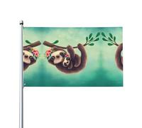 HJFCZH Lazy Cute Sloth Hanging the Branches Prints 0,9 x 1,5 m bandiere decorative per esterni, in poliestere vivace per cortile, patio e decorazioni per feste