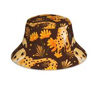 HJFCZH Leopard Little Gecko Picture Reflective Bucket Hat - Cappello unisex protezione solare copricapo per uomini e donne nero