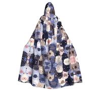 HJFCZH Lots of Cute Sheep Pattern Halloween Adulto Capo con Cappuccio Super Large Mantello con Cappuccio con Papillon, Senza Cerniera