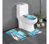 HJFCZH Love Island on The S - Set di 3 tappetini da bagno antiscivolo (61 x 40,6 cm) per WC, toeletta e servizi igienici, facili da pulire