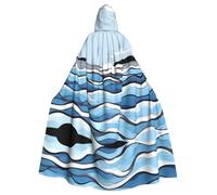 HJFCZH Mantello con cappuccio con motivo onde che lambiscono le rocce per Halloween per adulti, mantello con cappuccio super grande con papillon, senza cerniera