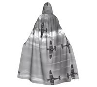 HJFCZH Mantello con cappuccio con stampa di aeroplani della Seconda Guerra Mondiale, mantello oversize per Halloween e cosplay