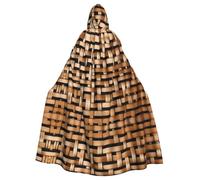 HJFCZH Mantello con cappuccio in vimini intrecciato con motivo a griglia per Halloween, per adulti, super grande, con papillon, senza cerniera