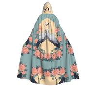 HJFCZH Mantello con cappuccio per adulti con immagine di crisantemi con due gru che garantisce una facile manutenzione e un uso duraturo