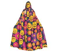 HJFCZH Mantello con cappuccio per adulti con immagine di faccina sorridente con fiori e faccine sorridenti