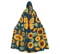 HJFCZH Mantello con cappuccio per adulti con immagine di girasole e farfalla per Halloween, che garantisce una facile manutenzione e un uso