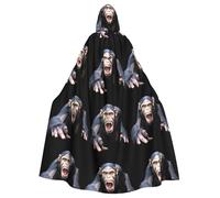 HJFCZH Mantello con cappuccio per adulti con immagine di gorilla maniacale per Halloween, per giochi di ruolo