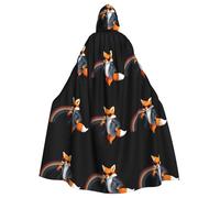 HJFCZH Mantello con cappuccio per adulti con motivo a volpe che ama lo sport, per Halloween, con cappuccio, super grande, con papillon, senza cerniera