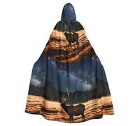 HJFCZH Mantello con cappuccio per adulti, con motivo alce nel prato, per Halloween, super grande, con papillon, senza cerniera