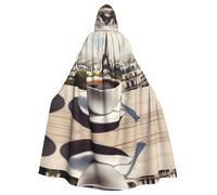 HJFCZH Mantello con cappuccio per adulti, con motivo Torre Eiffel Parigino, per Halloween, con cappuccio, super grande, con papillon, senza cerniera