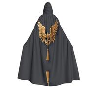 HJFCZH Mantello con cappuccio per adulti, con nappe dorate, per Halloween, super grande, con cappuccio