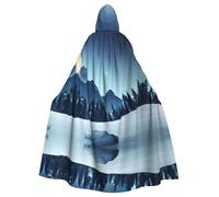 HJFCZH Mantello con cappuccio per adulti con stampa della foresta innevata per varie feste e carnevale