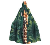 HJFCZH Mantello con cappuccio per adulti con stampa della giraffa tra le foglie per Halloween per varie feste e carnevale