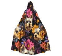 HJFCZH Mantello con cappuccio per adulti con stampa di Flora Yorkie Dog Flora