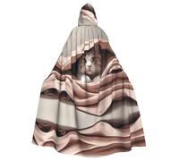 HJFCZH Mantello con cappuccio per adulti con stampa di gatto sotto la coperta, per Halloween