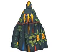 HJFCZH Mantello con cappuccio per adulti con stampa di pappagallo giallo su ramo per Halloween per varie feste e carnevale