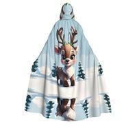 HJFCZH Mantello con cappuccio per adulti con stampa di renna per Halloween