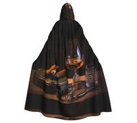 HJFCZH Mantello con cappuccio per adulti con stampa di sigari e whisky, per Halloween, per una facile manutenzione e un uso duraturo