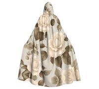 HJFCZH Mantello con cappuccio per adulti con stampa floreale con rose in stile shabby chic, ideale per Halloween e giochi di ruolo, colore: crema
