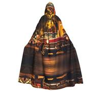 HJFCZH Mantello con cappuccio per adulti, stile classico, vintage, con motivo Cars, per Halloween, super grande, con papillon, senza cerniera