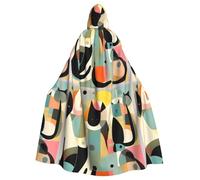 HJFCZH Mantello con cappuccio per adulti, stile moderno, motivo gatto di metà secolo, per Halloween, con cappuccio, super grande, con papillon, senza cerniera