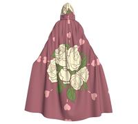 HJFCZH Mantello con cappuccio per Halloween, con motivo rosa dell'amore, super grande, con fiocco, senza cerniera
